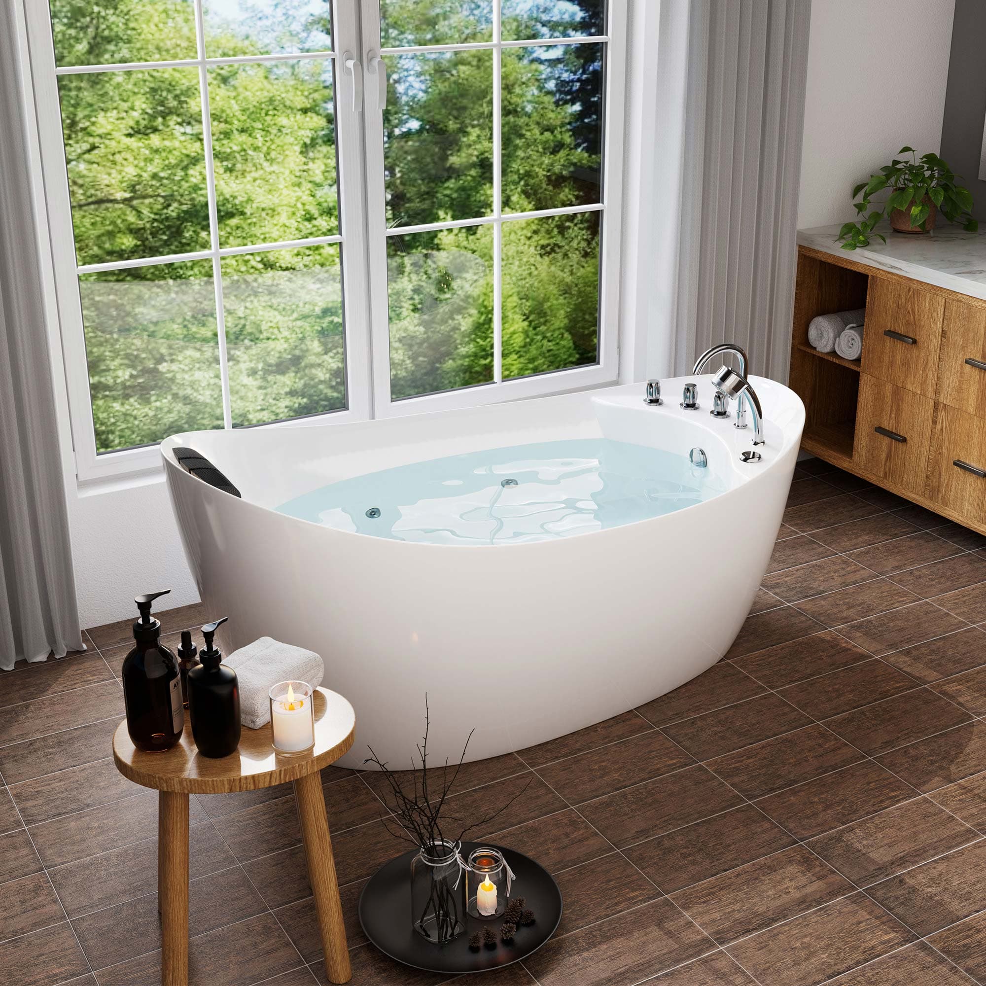 Empava 67 in. Whirlpool Freestanding Acrylic Bathtub | EMPV-67AIS02 - Image 4