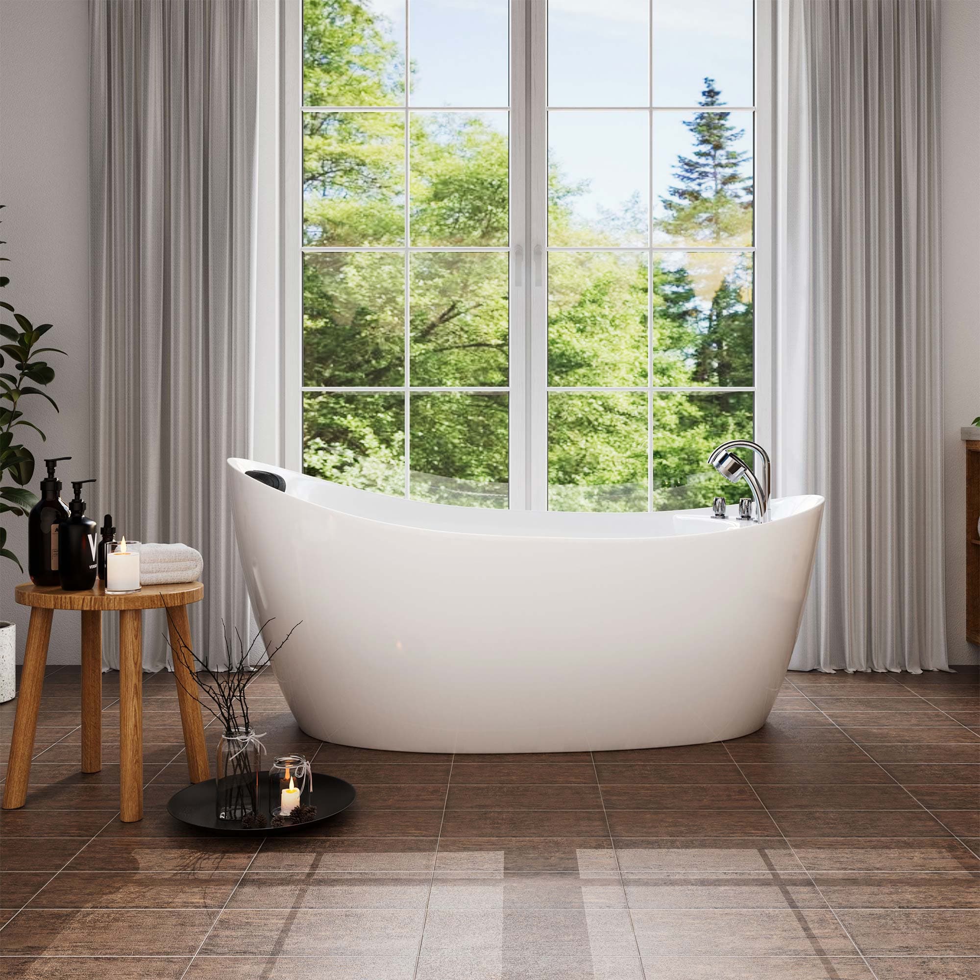 Empava 67 in. Whirlpool Freestanding Acrylic Bathtub | EMPV-67AIS02 - Image 5