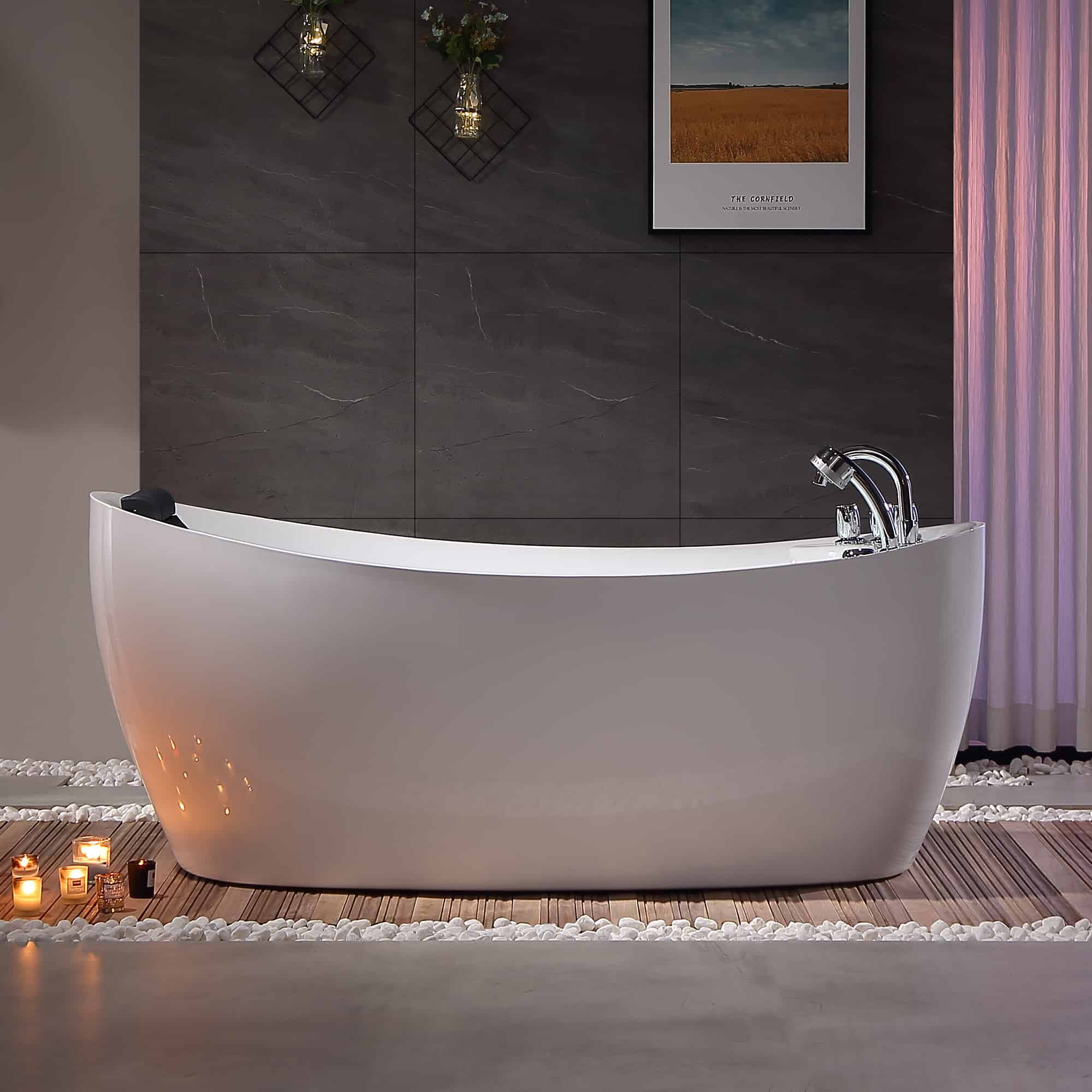 Empava 67 in. Whirlpool Freestanding Acrylic Bathtub | EMPV-67AIS02 - Image 6