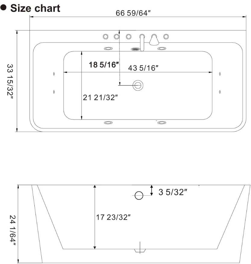 Empava 67 in. Whirlpool Freestanding Acrylic Bathtub | EMPV-67AIS03 - Image 10