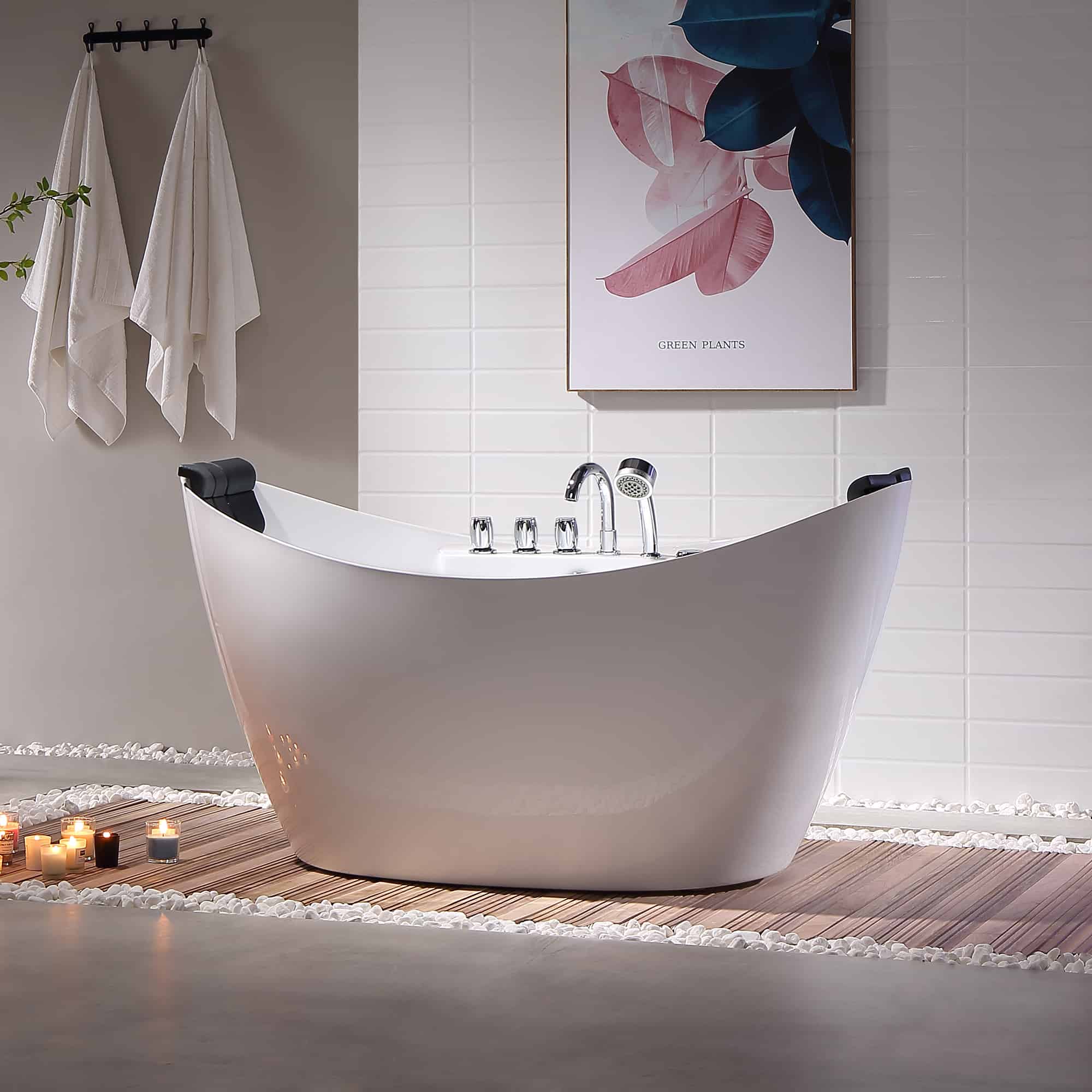 Empava 67 in. Whirlpool Freestanding Acrylic Bathtub | EMPV-67AIS10 - Image 2