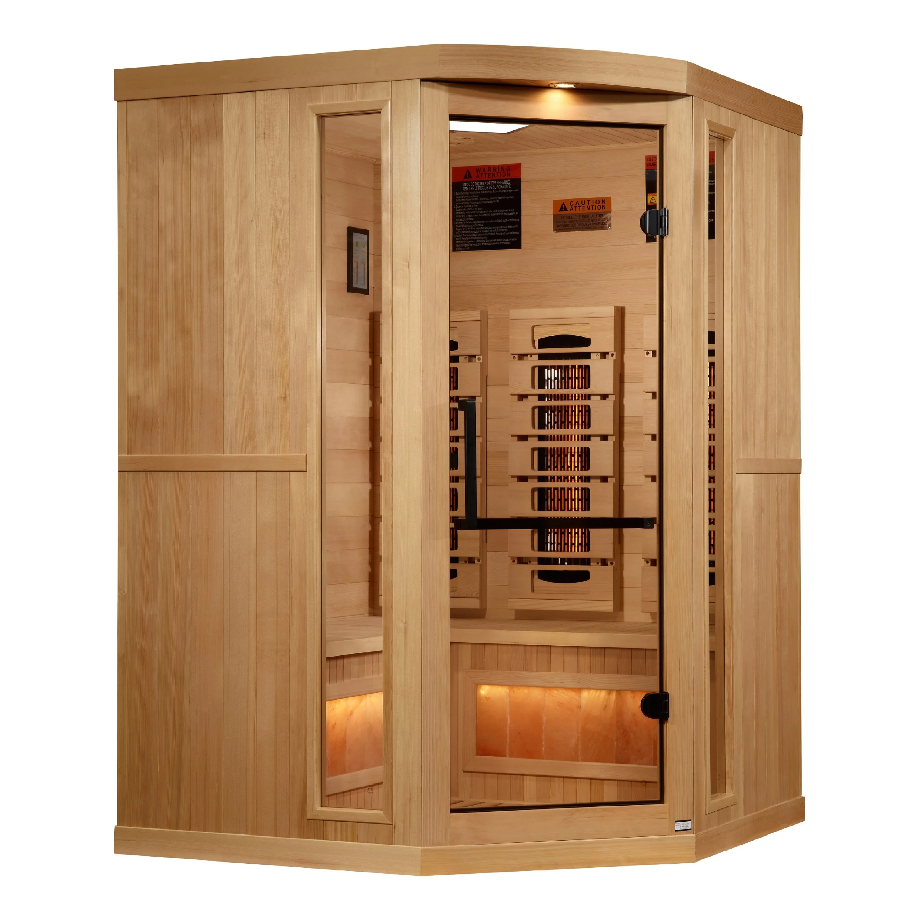Golden Designs 3-Person Full Spectrum Infrared Sauna with Himalayan Salt Bar (Corner Unit) | GDI-8035-03 - Image 3